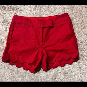 Jcrew Mercantile linen cotton blend red scallop hem shorts with pockets